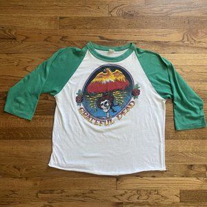 Vintage 1979 Grateful Dead Bertha Skull & Roses Phoenix Raglan 3/4 Sleeve Shirt